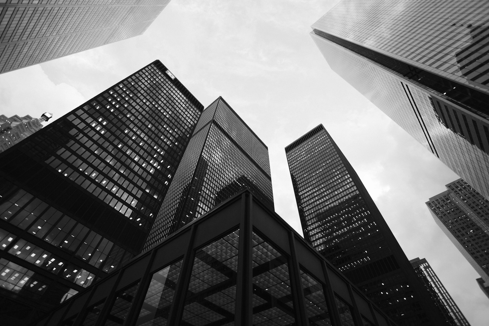 Black-and-white architectural towers from the Girder Construction concept
